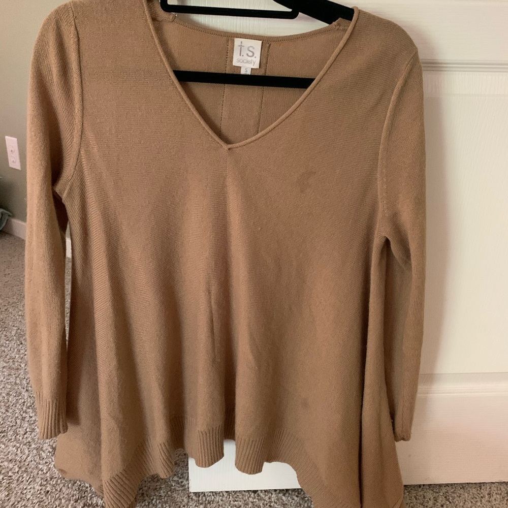 T.S. Society Sweater w/ Black Faux Leather Stripe